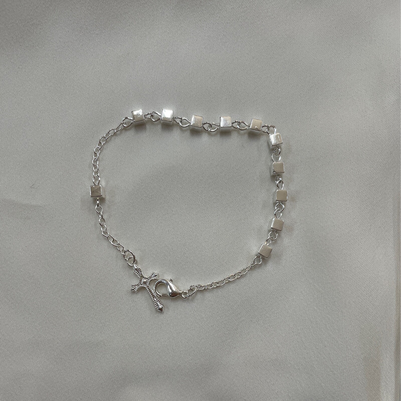Bracciale argentato a cubetti
