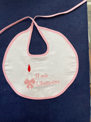 Bavaglino “il mio battesimo “ rosa