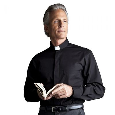 Camicia da sacerdote in puro cotone manica lunga