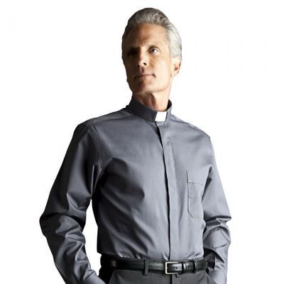 Camicia da sacerdote in misto cotone manica lunga Clergy