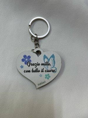 Portachiavi cuore “grazie mille”