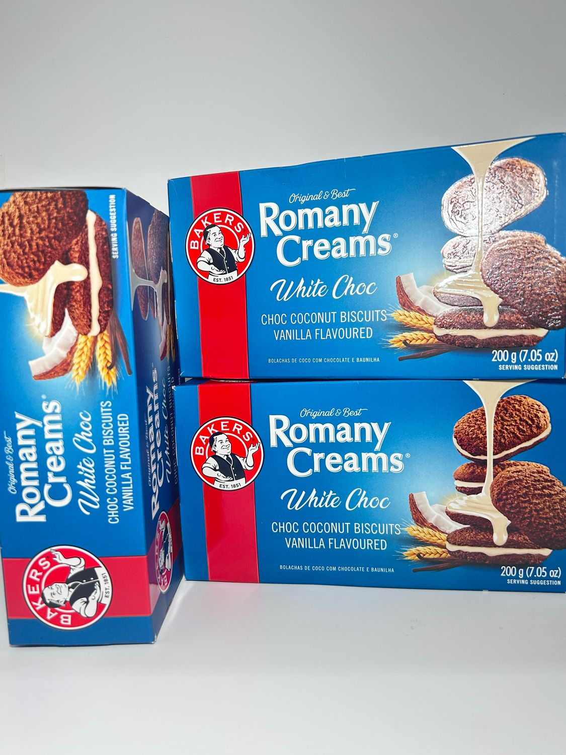 Romany Creams White Chocolate - CHOC COCONUT BISCUITS VANILLA FLAVOURED 200g