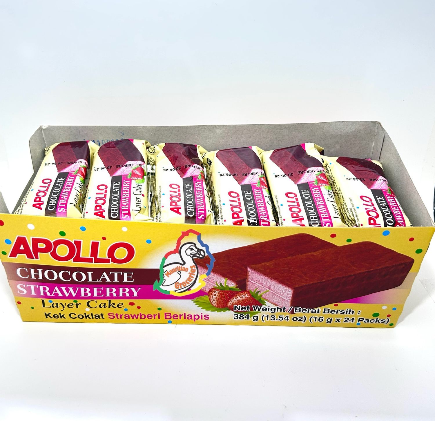 Apollo Chocolate & Strawberry Layer Cake 16g X 24 Packets (384g)