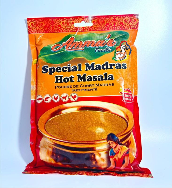 Amma’s Madras Hot Masala POUDRE DE CURRY MADRAS TRÈS PIMENTÉ / Curry Powder Extra Hot 200g