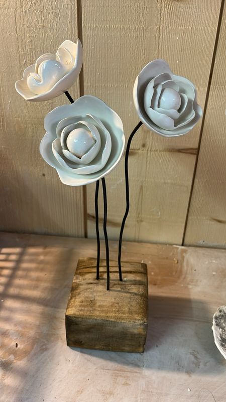 Pivoines en céramique - 3 tiges