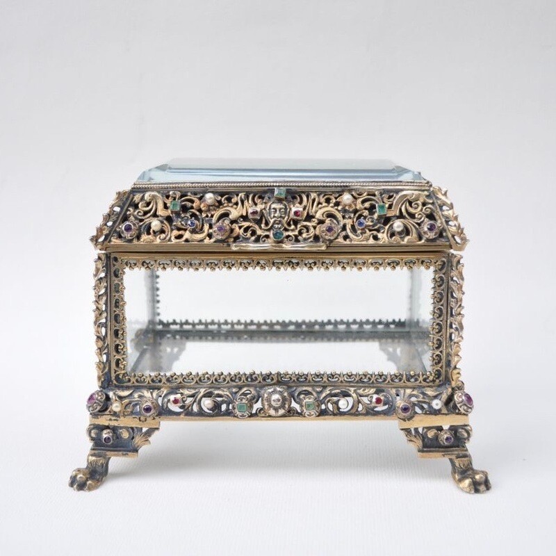 Czechoslovakian Neo-Renaissance Silver &amp; Precious Stones Jewellery Box