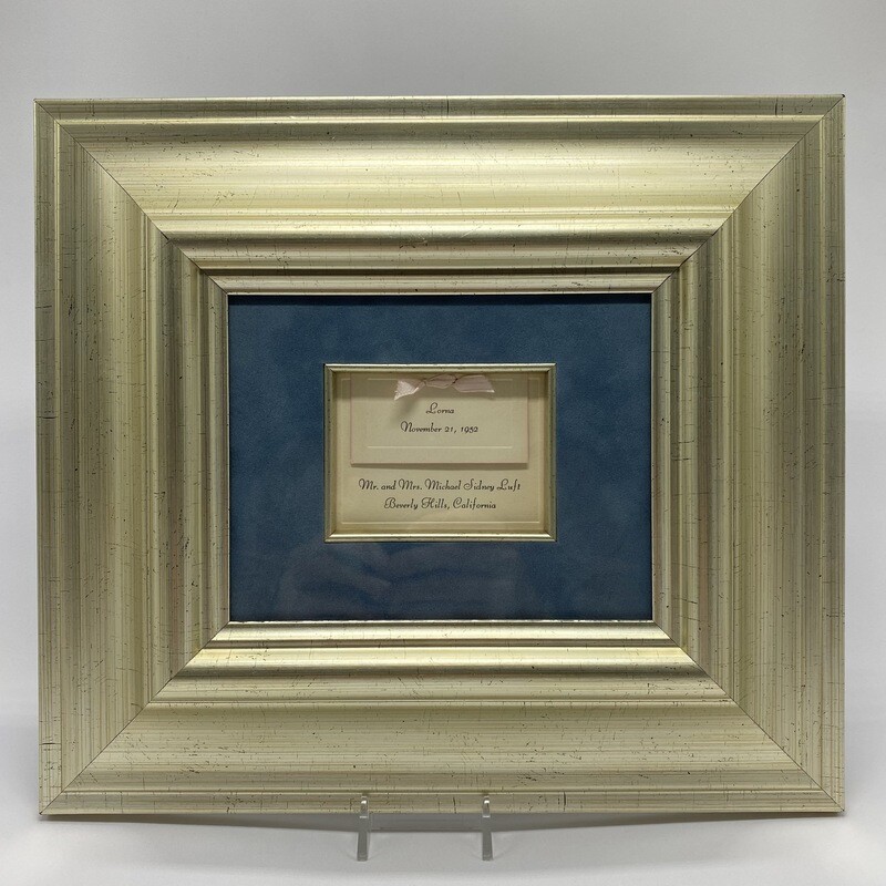 JUDY GARLAND &amp; SID LUFT Birth Announcement For Lorna Luft Framed Presentation