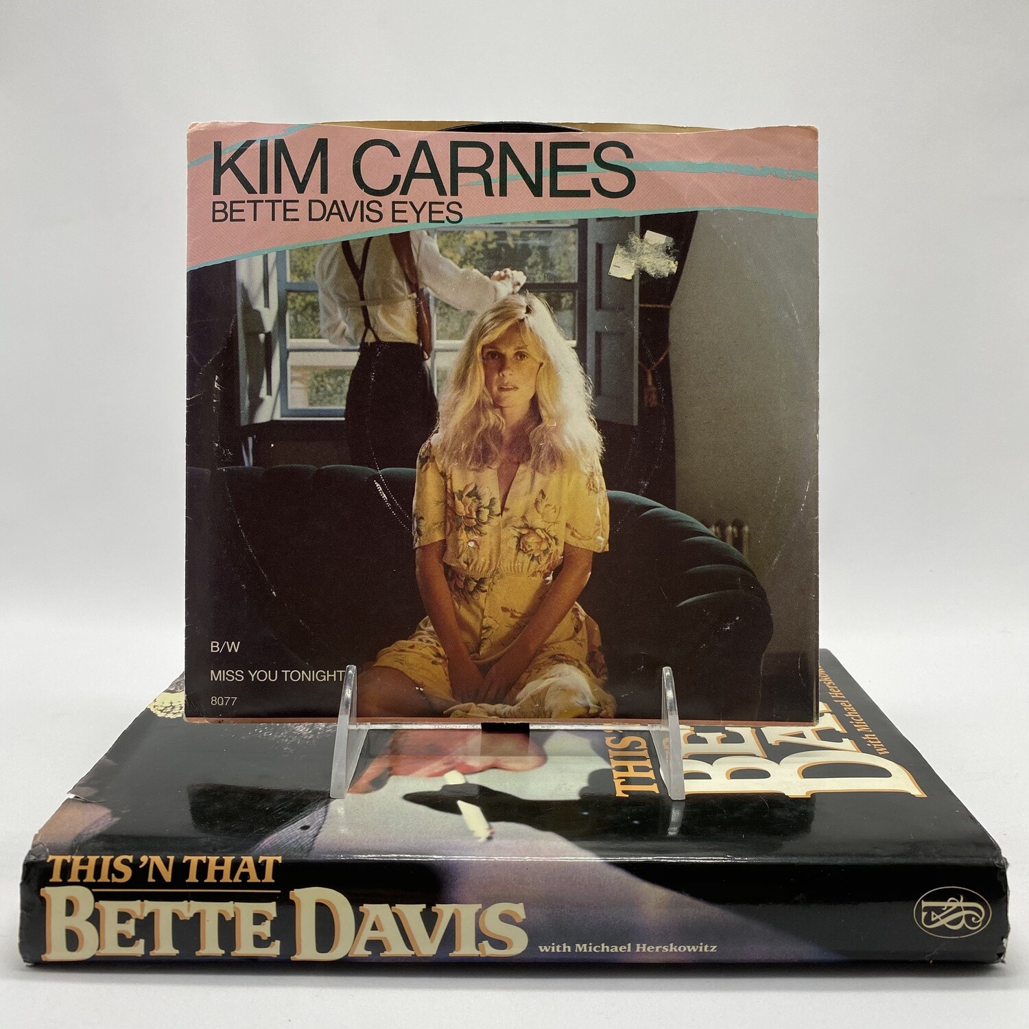 BETTE DAVIS Signed Book &amp; Bette Davis Eyes 78 Record