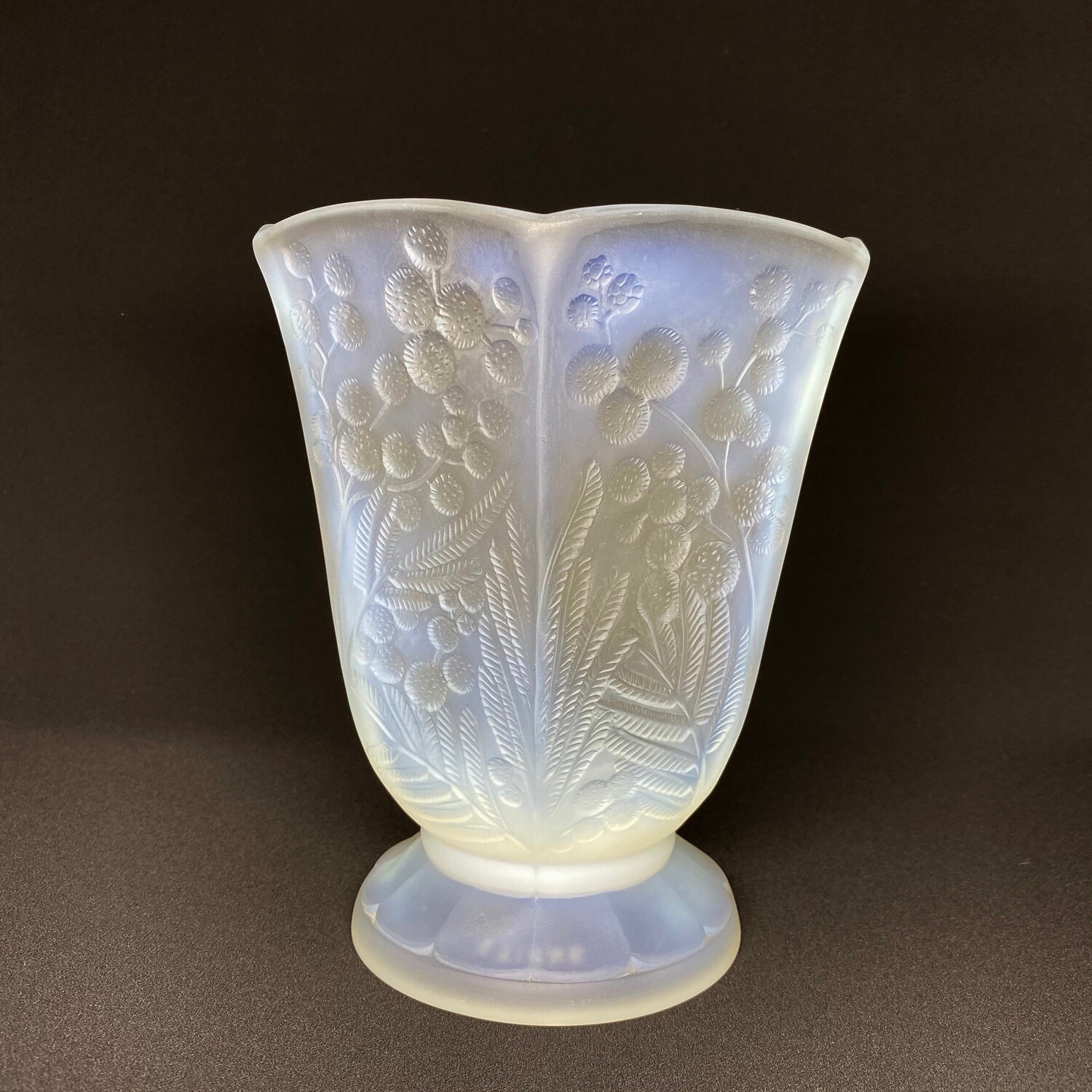 French Art Deco Translucent Opaline Glass Vase Designed by Edmond Etling
