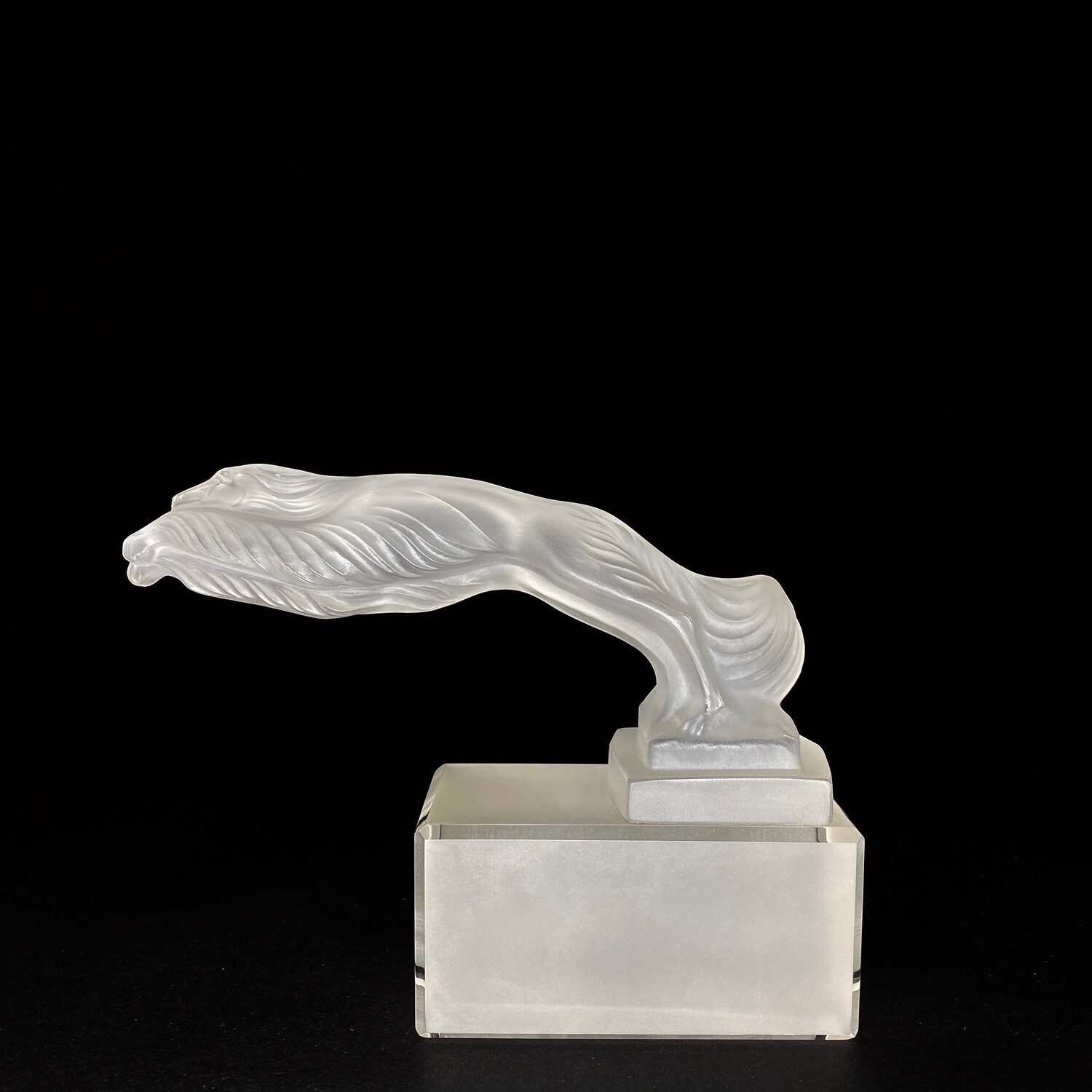 Czechoslovakian Art Deco Frosted Glass Car Mascot by František Pazourek for Heinrich Hoffmann Company