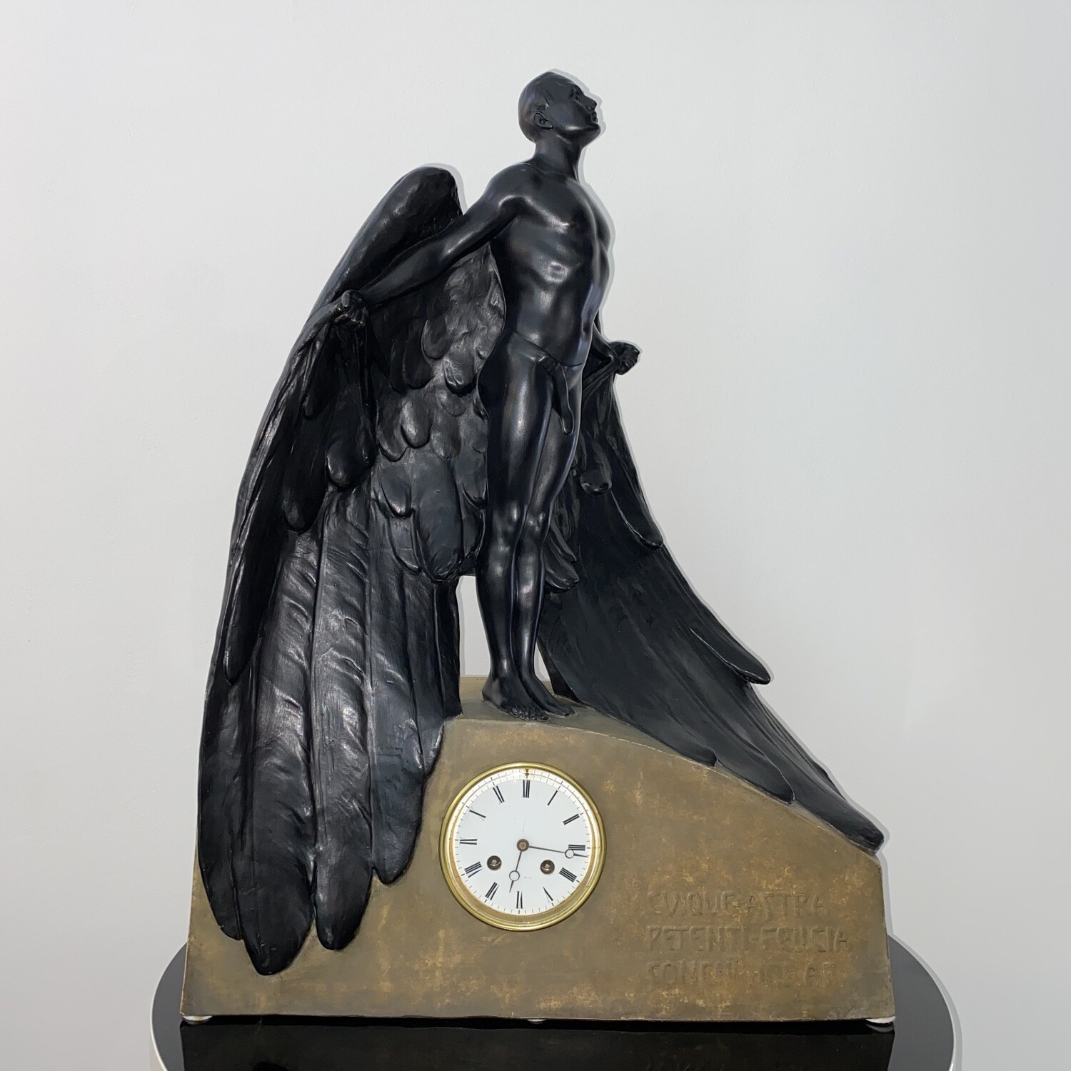 Austrian Art Deco Ceramic Icarus Statue/Clock Designed by Latour for Goldscheider