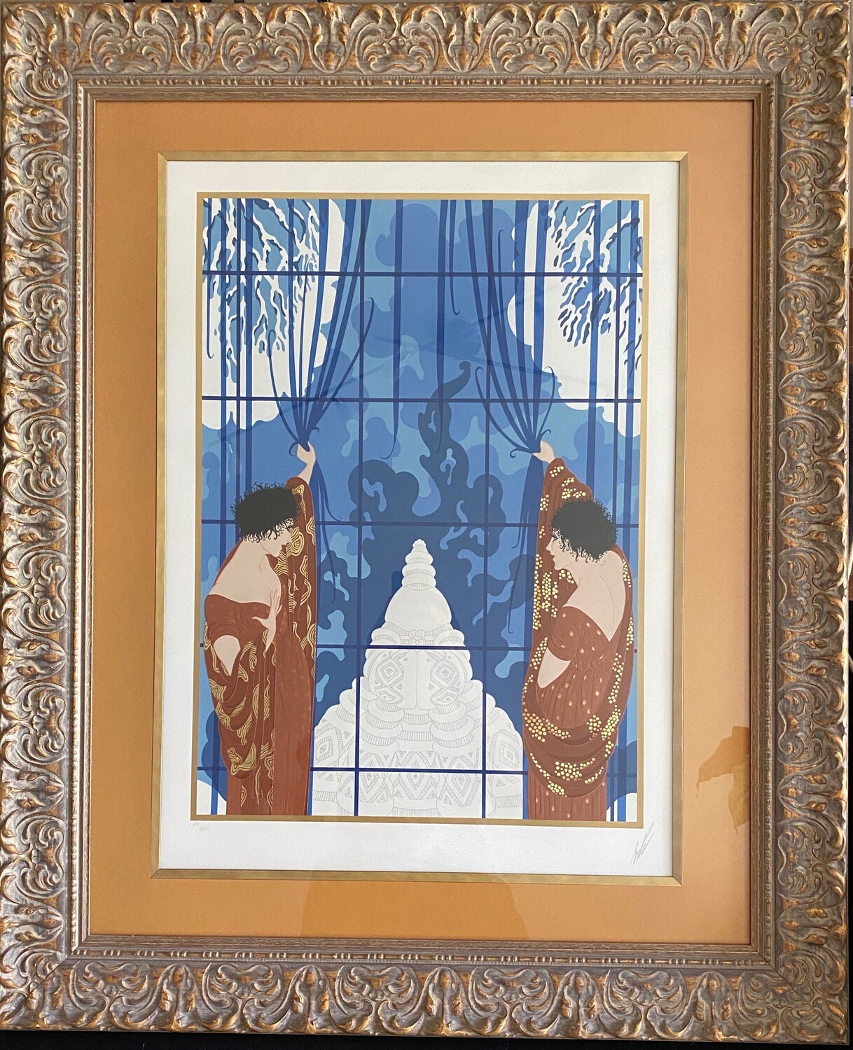 Art Deco Serigraph &quot;Winter&#39;s Arrival&quot; Designed by Erte