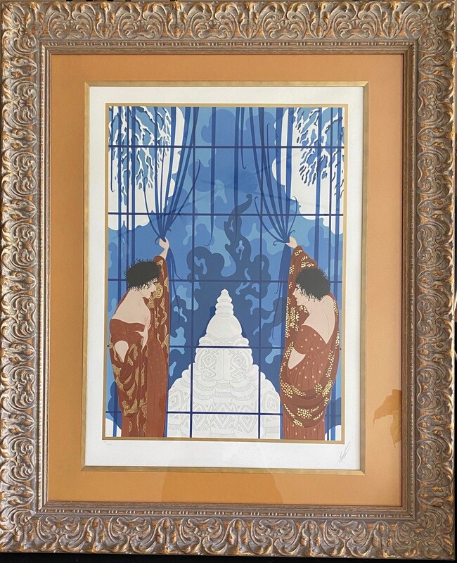 Art Deco Serigraph &quot;Winter&#39;s Arrival&quot; Designed by Erte