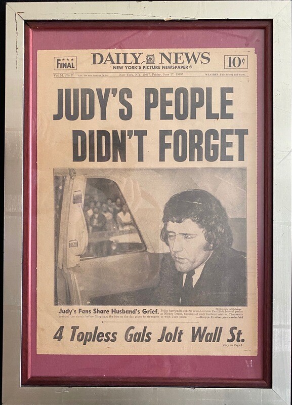 Judy Garland - Front Page of Daily Newspaper, June 27, 1969, Titled  &quot;JUDY&#39;s PEOPLE DON&#39;T FORGET&quot;