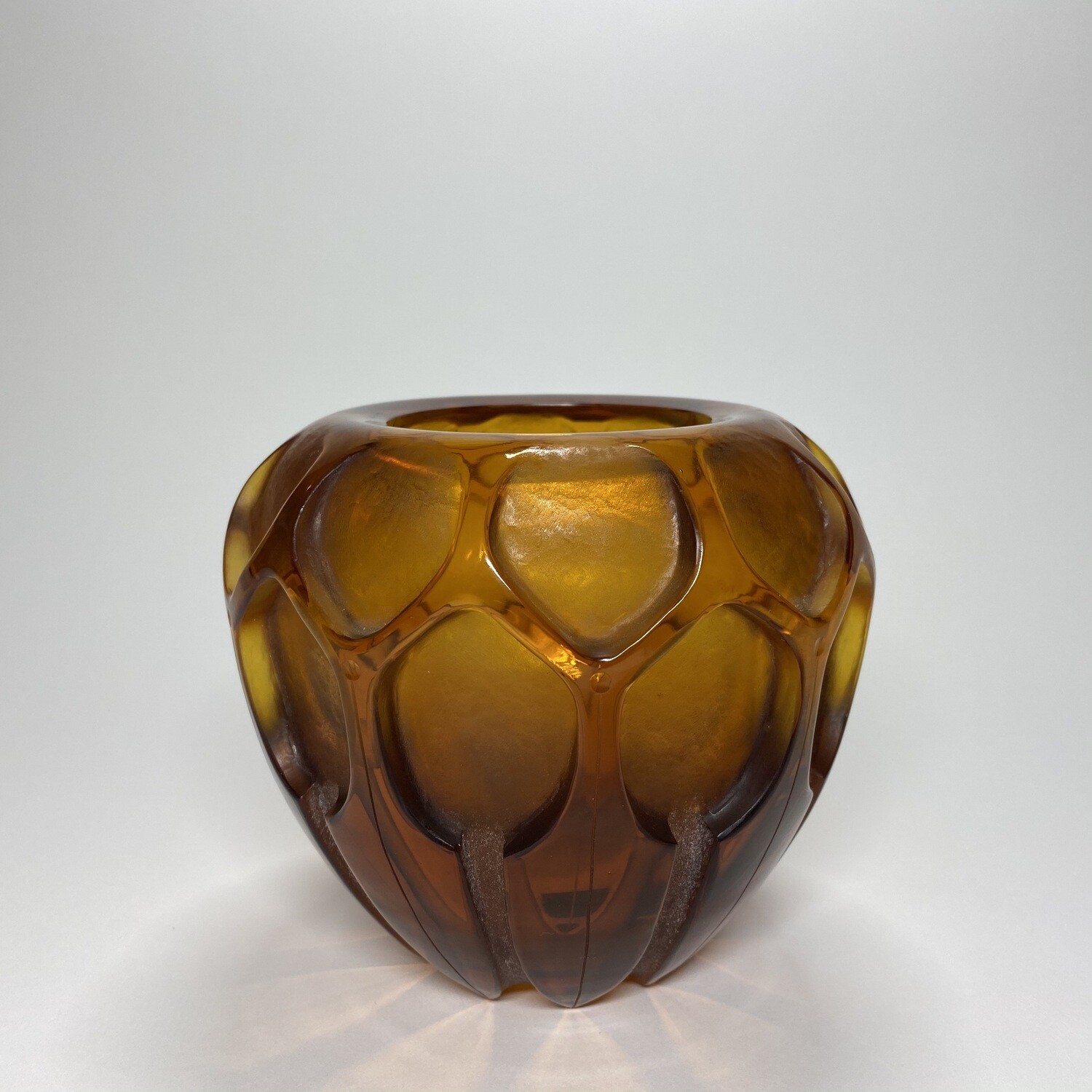 Czechoslovakian Hand-Cut Amber-Colouration Glass Vase