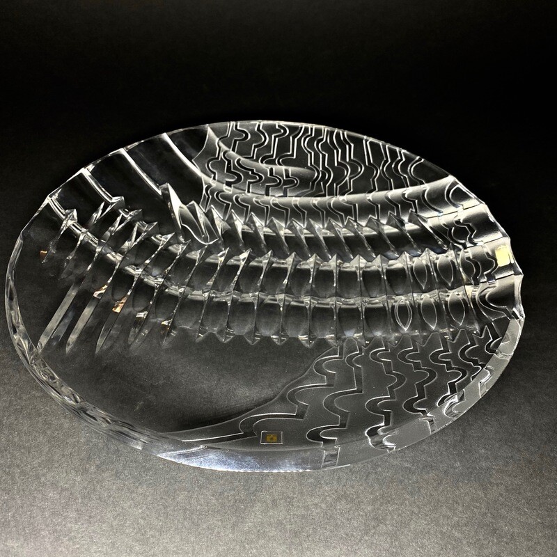 Czechoslovakian Mid-Century Hand-Cut Glass Charger by Vladimir Tresnak