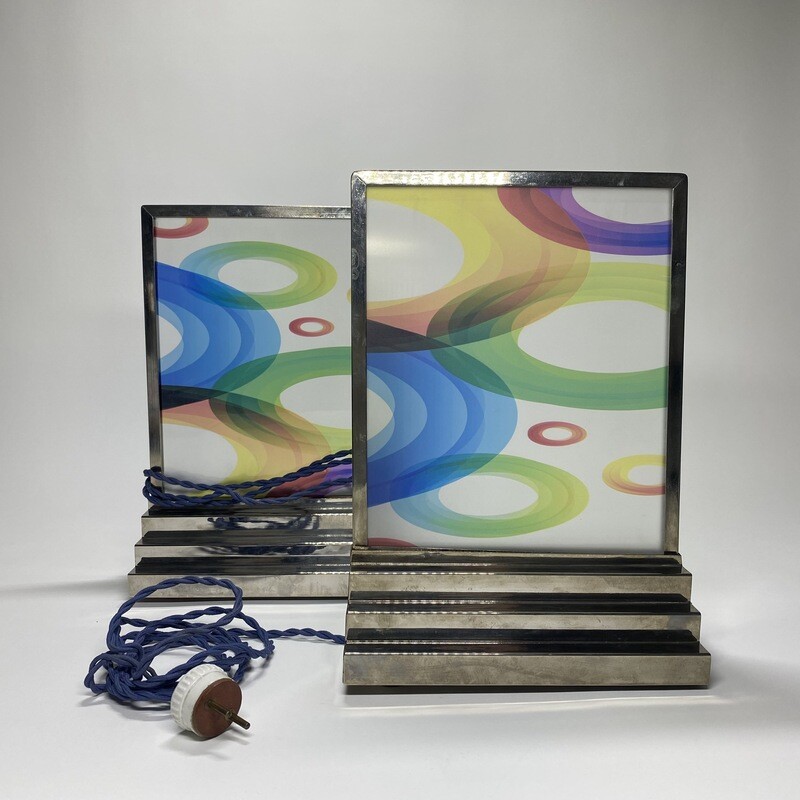 French Art Deco Metallic Illuminated Picture Frames
