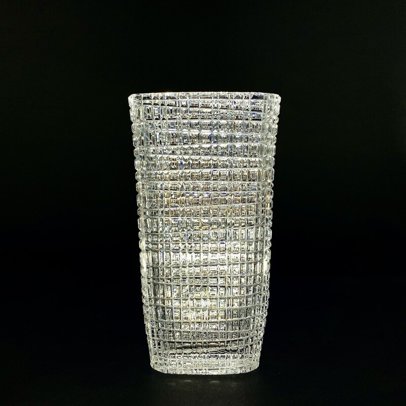 Czechoslovakian Mid-Century Crystal Hand-Cut Crystal Glass Vase