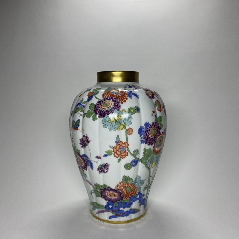 German Art Deco Glazed Ceramic Vase With Floral And Animal Motives Made By Thomas Bavaria