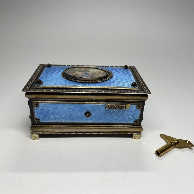 Silver Guilloché Mechanical Singing Bird Box by Flajoulot