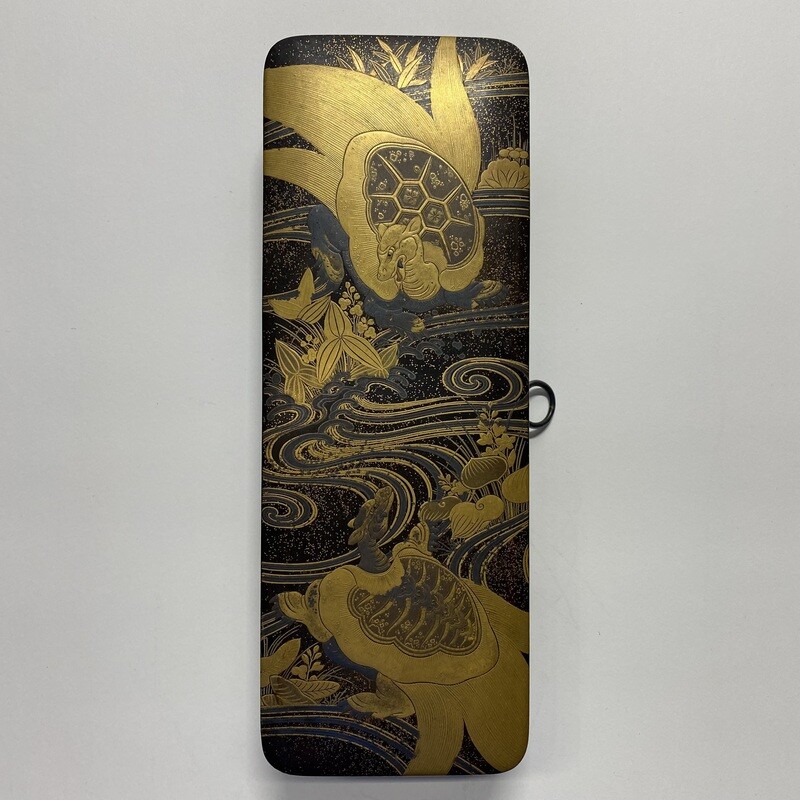 Japanese Lacquer Fubako Box With Sea Turtles From The Meiji Period