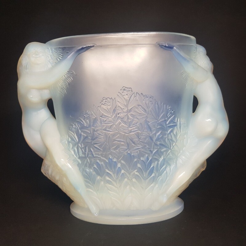 Sabino Paris Nude Female Opaline Glass Vase 1930s Art Deco France