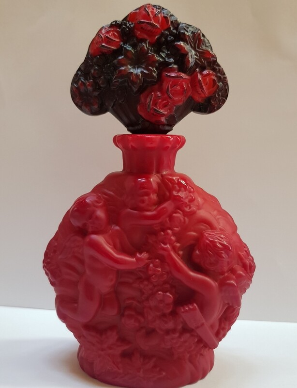 Red Opaque Czechoslovakian Art Deco Perfume bottle