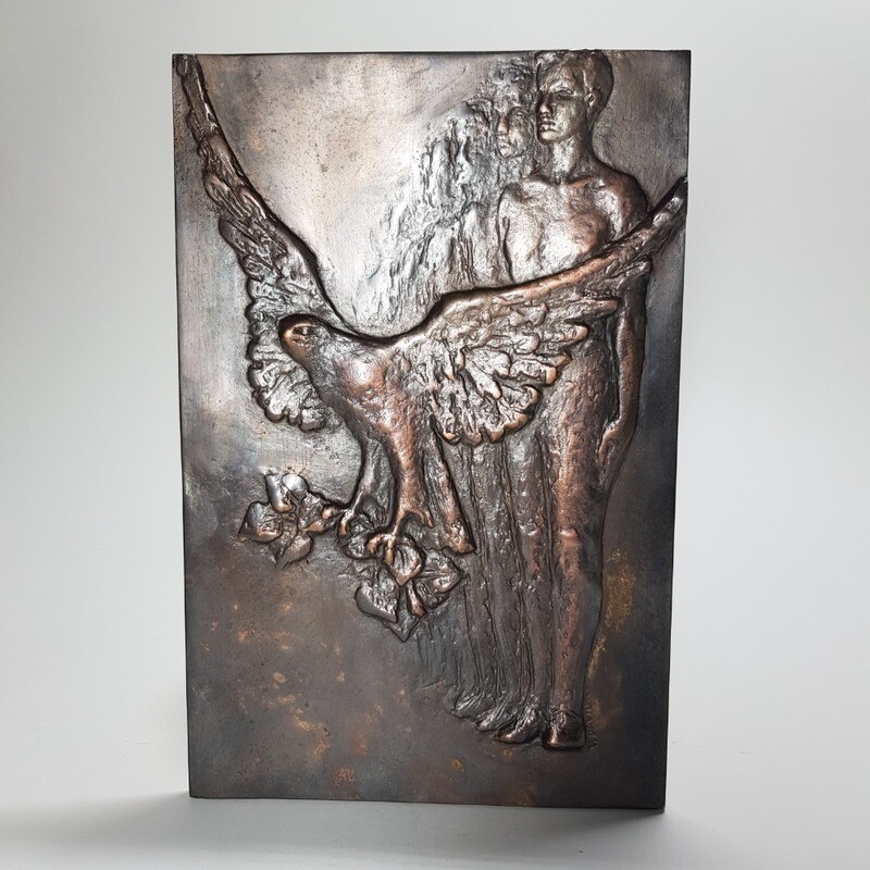 Bronze Art Deco Male Plaque Czechoslovaki V.David 1947