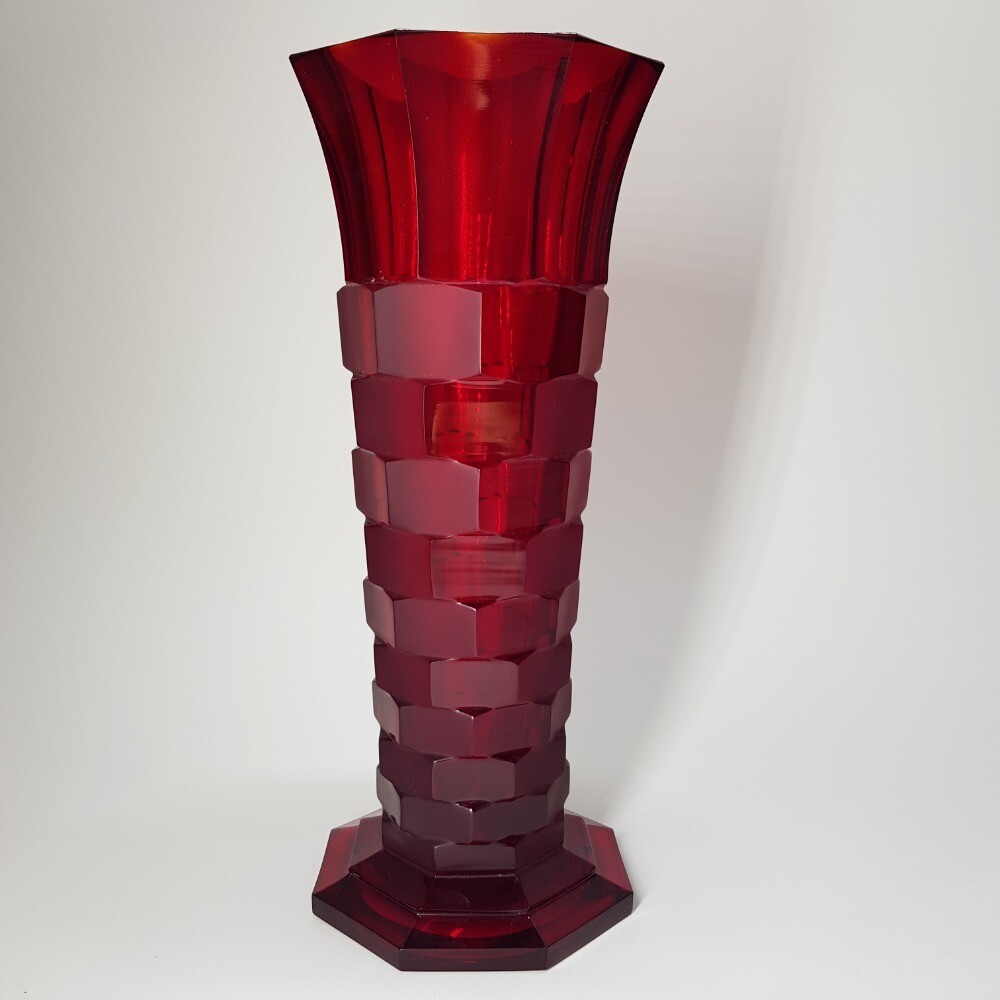 Beautiful Czech Art Deco Ruby Vase 1930s