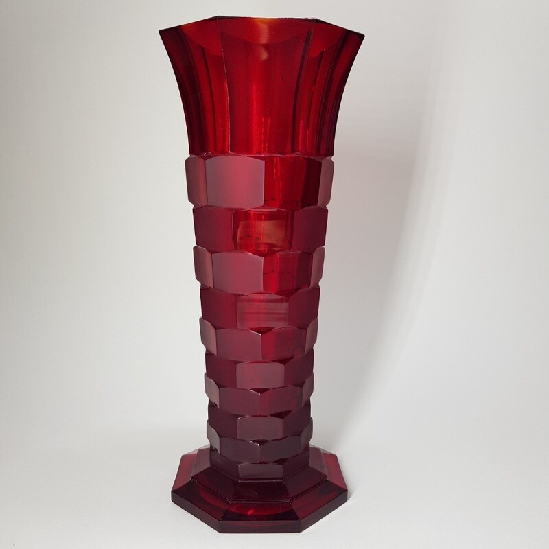 Beautiful Czech Art Deco Ruby Vase 1930s