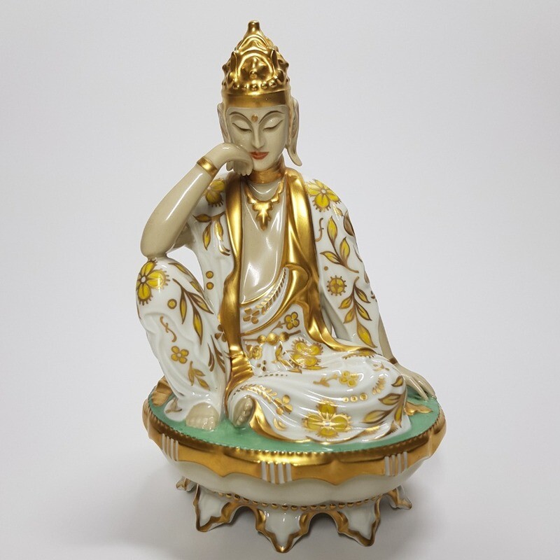 Bohemian Art Deco  Porcelain Statue of a Budha Figure Made by Schlaggenwald