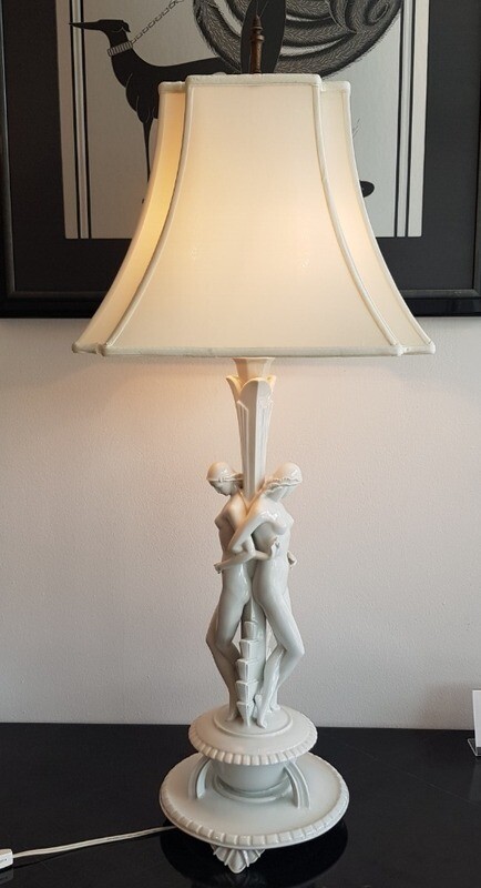 Rosenthal Art Deco Porcelain Germany by Gerhard Schliepstein Nude Lamp