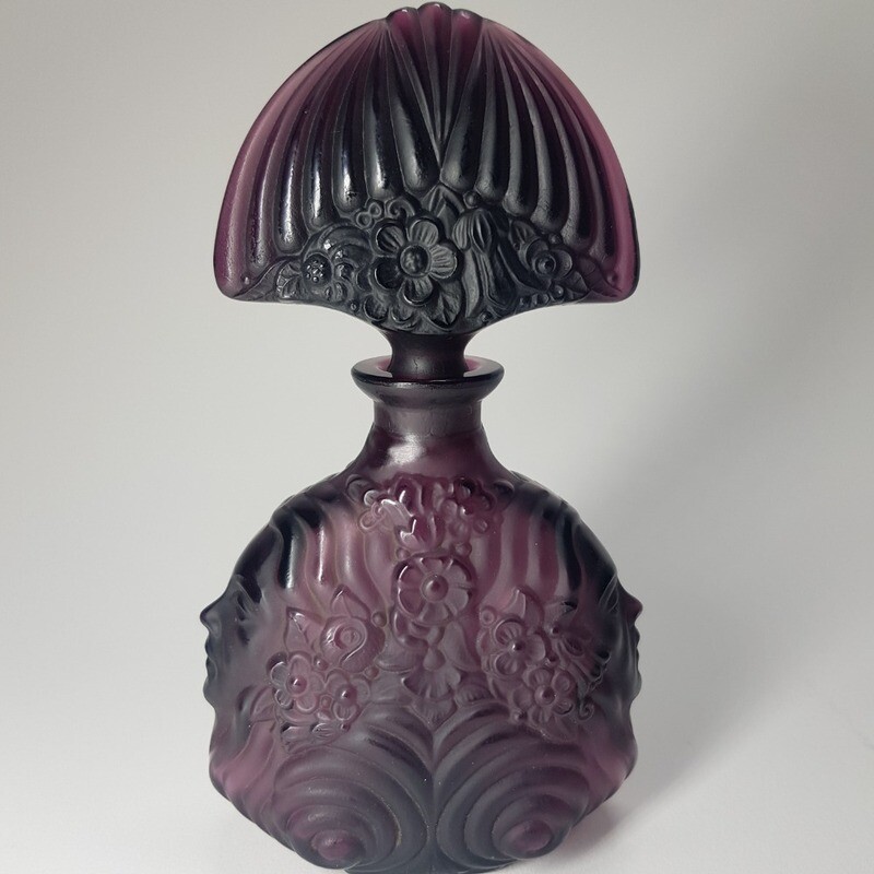 Art Deco Amethyst Glass Czechoslovakian Ingrid Perfume Bottle