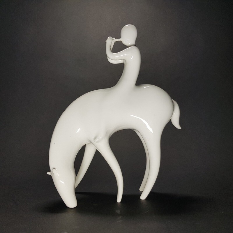 Royal Dux White Porceleine Midcentury  Statue 1970s Czechoslovakia