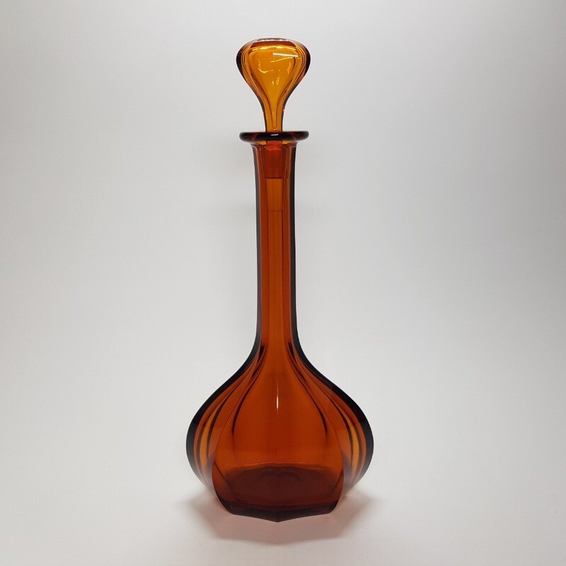 Moser Carlsbad Amber Glass Art Deco Decanter 1930s