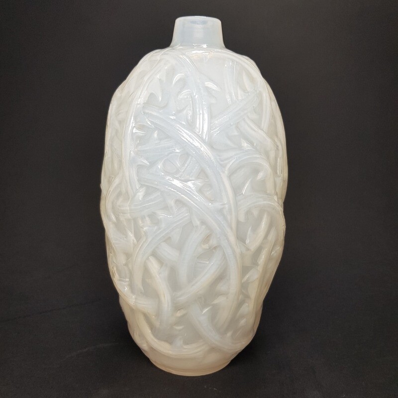 R.Lalique French Opalescent Glass Vase Ronces Art Deco 1920s