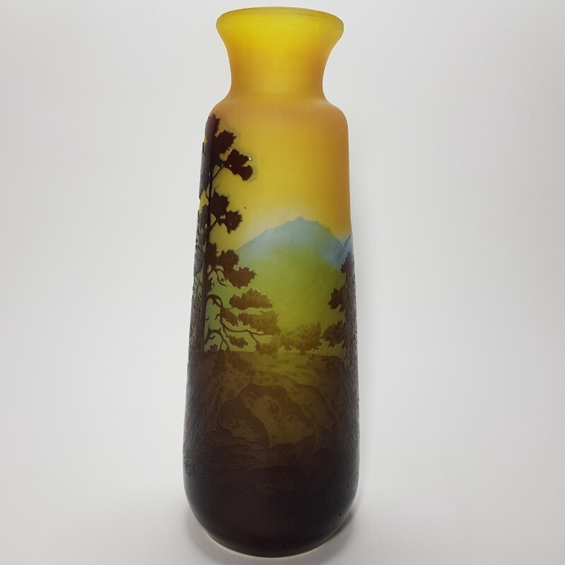 Beautiful Art Nouveau  French Original Cameo Glass Galle Vase 1900