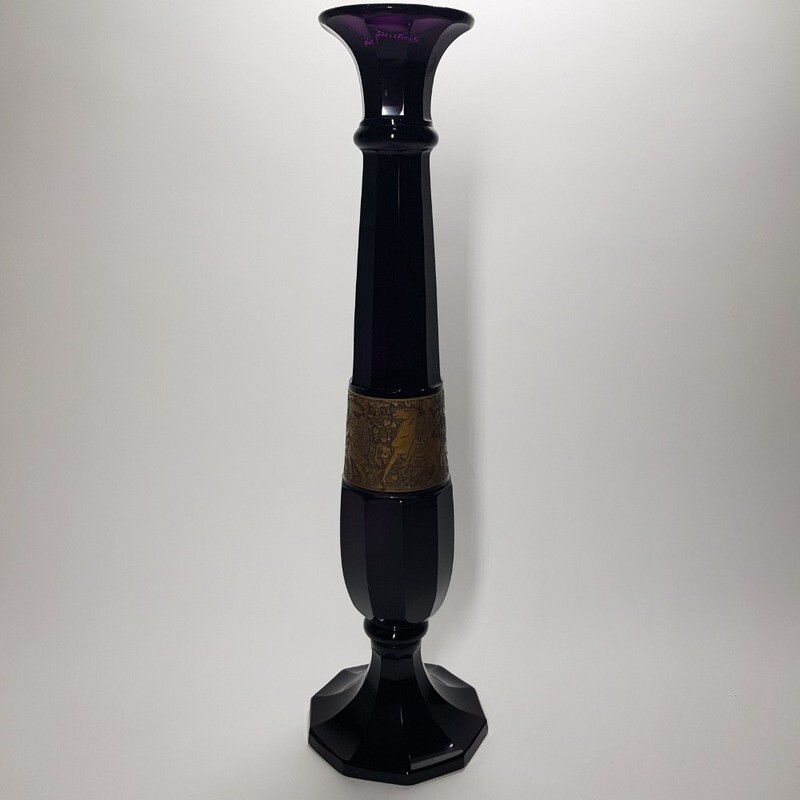 Art Deco Huge Amethyst Glass Moser Vase Czechoslovakia 1930s
