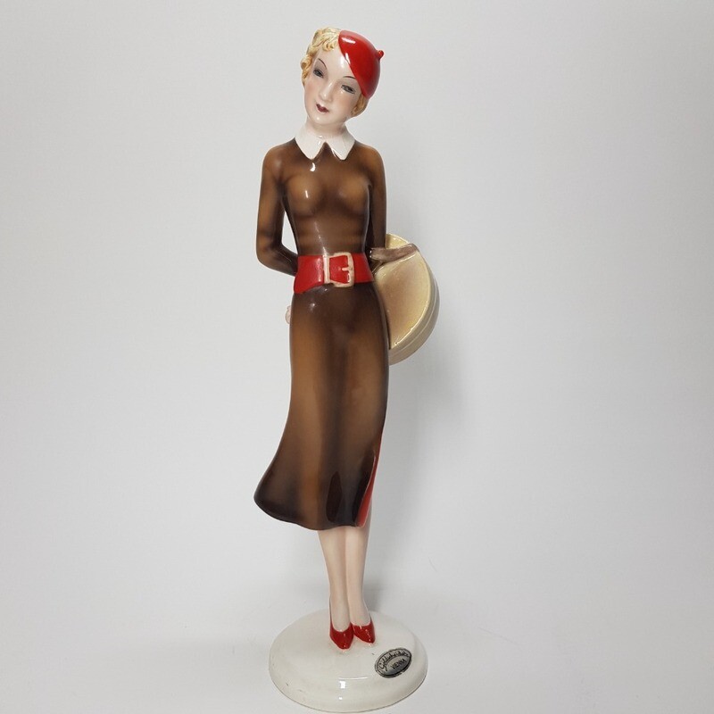 Rare Austrian Goldscheidewr Ceramic Statue  by Lorenzl Art Deco 1930s