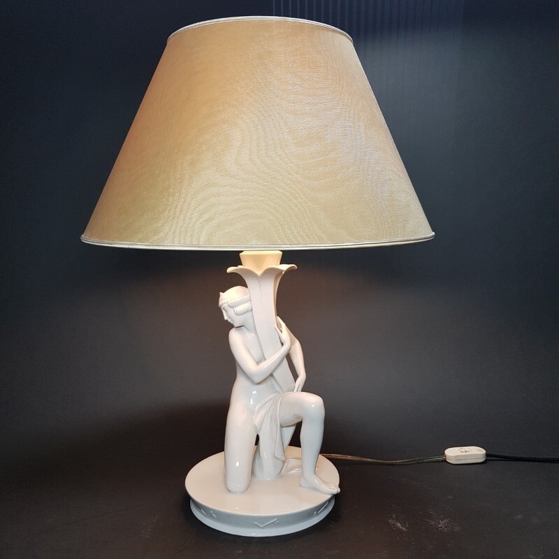 Art Deco White Porcelain Nude Female Rosenthal Schliepstein Lamp