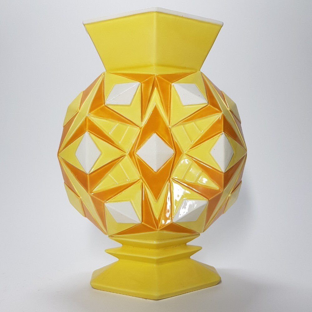 Art Deco Cubistic Czechoslovakian Ceramic Vase 1920s