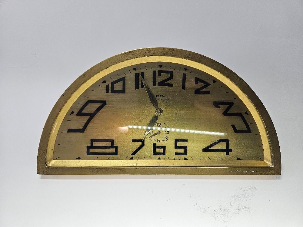 Art Deco Italian Bronze Mechanical Alarm Clock Botto 1930s Torino Working