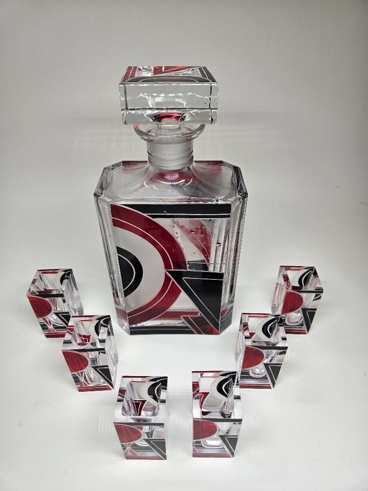 Art Deco Karel Palda Glass Decanter Set 1930s