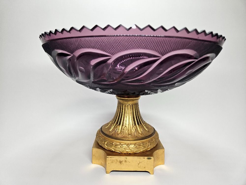 A RUSSIAN ORMOLU-MOUNTED CUT-GLASS AMETHYST BOWL IVAN IVANOV 19 CENTURY