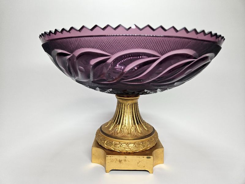 A RUSSIAN ORMOLU-MOUNTED CUT-GLASS AMETHYST BOWL IVAN IVANOV 19 CENTURY