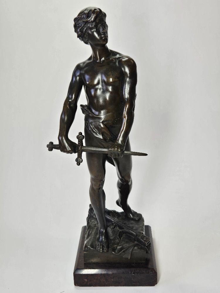 Bronze French Male Statue by Raoul.Larche with Foundry  Mark 1900