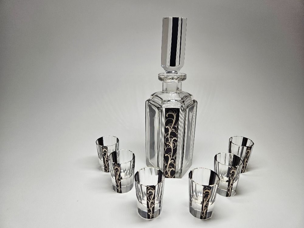 Art Deco Karel Palda Decanter Set Czechoslovakia 1930s
