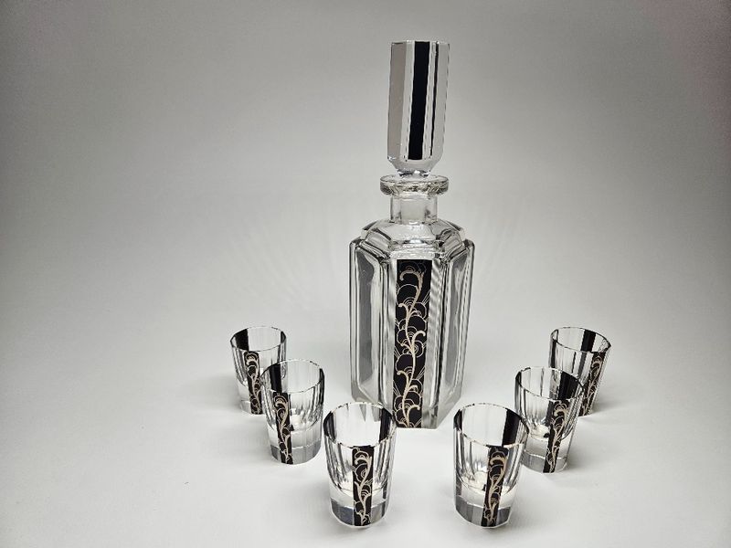 Art Deco Karel Palda Decanter Set Czechoslovakia 1930s