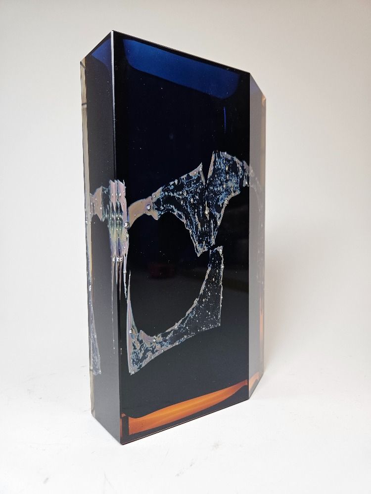 Midcentury Glass Vase by Pavel Hlava Edition &#39;Stribro&#39; 1970s