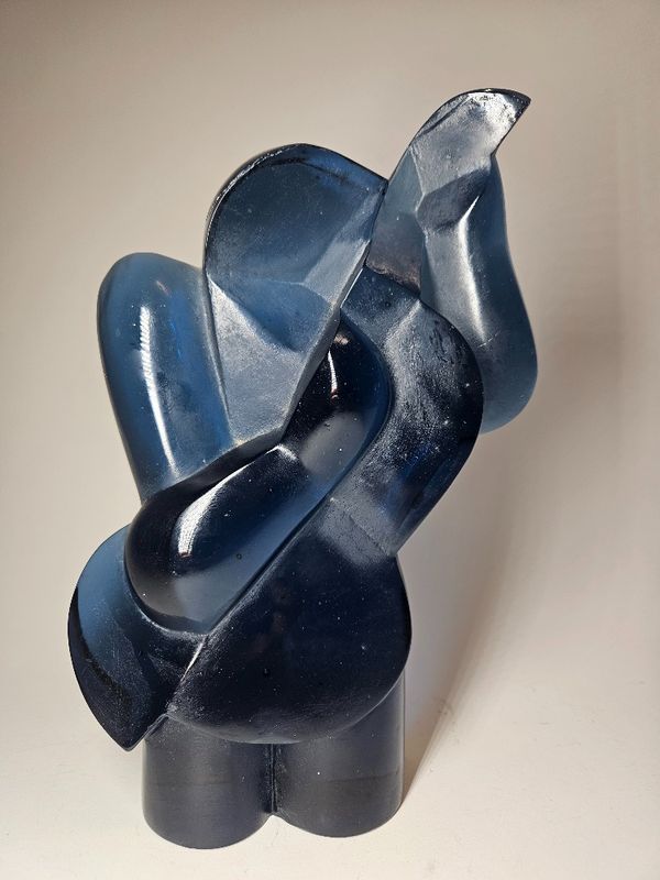 Czechoslovakian Cubism Glass Heavy Statue c1920s
